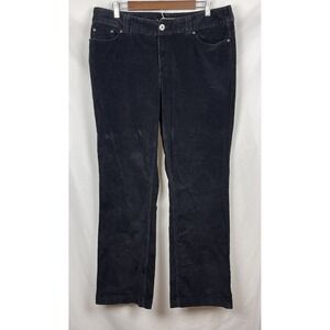Vtg Faded Glory‎ Black Cordorouy Velour Ribbed Pants Size 14 90s Y2K Goth Grunge